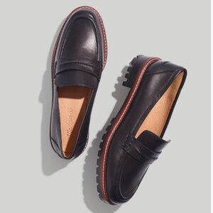 NWOT Madewell Corinne Lugsole Leather Loafer - 7H | True Black